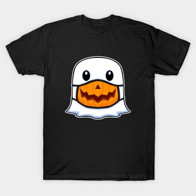 Ghost Halloween with Pumpkin Mask T-Shirt by Prescillian Art